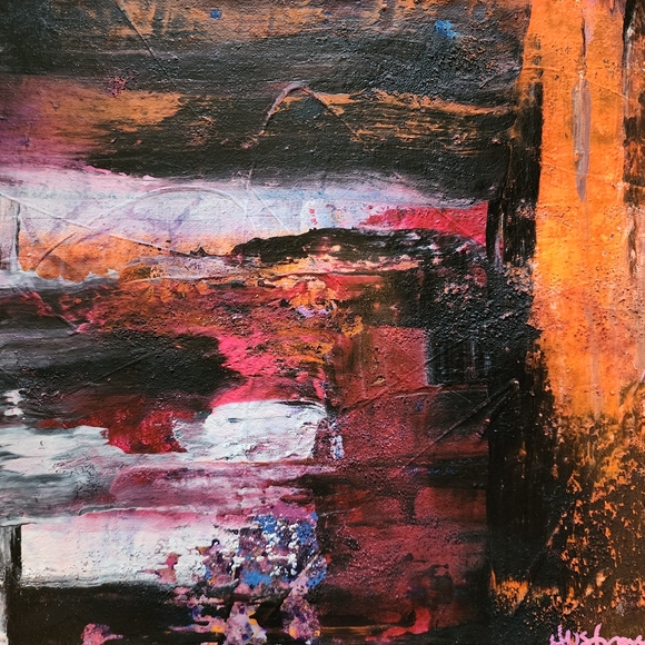 HANDCRAFTED Abstract Painting Neon HANDPAINTED Artwork Canvas Wall Art Decor - Picture 5 of 14